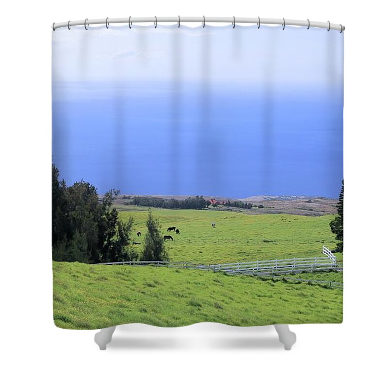 Photosbymch Shower Curtain featuring the photograph Pasture by the Ocean by M C Hood