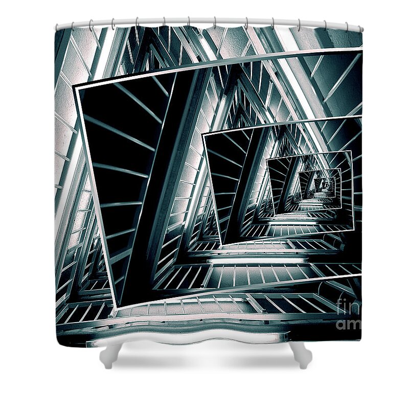 Droste Effect Shower Curtain featuring the digital art Path of Winding Rails by Phil Perkins