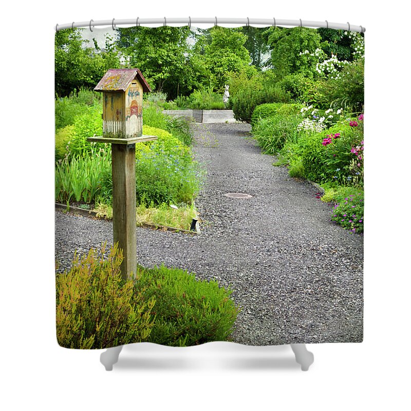 Country Garden Shower Curtain featuring the photograph Pathways in a Summer Garden by Maria Janicki