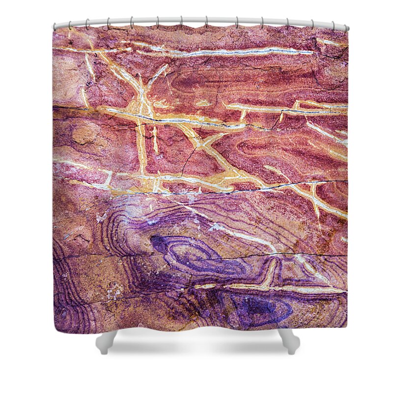 Patterns Shower Curtain featuring the photograph Patterns in Rock 4 by Kathy Adams Clark