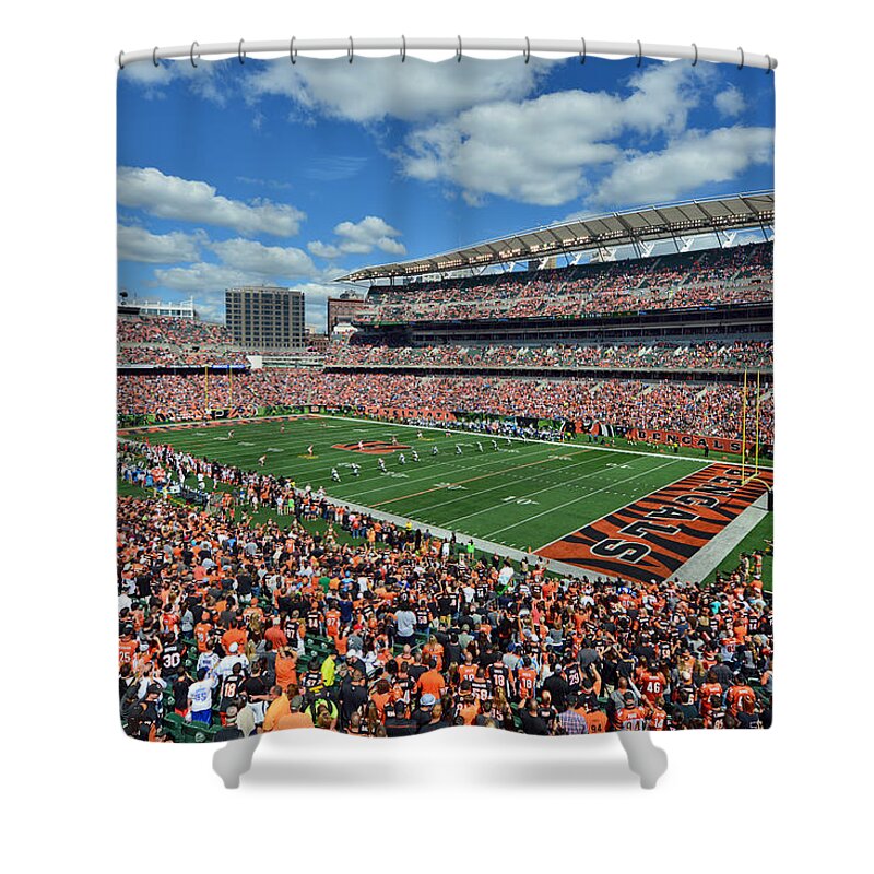 Mark Whitt Shower Curtain featuring the photograph Paul Brown Stadium - Cincinnati Bengals by Mark Whitt