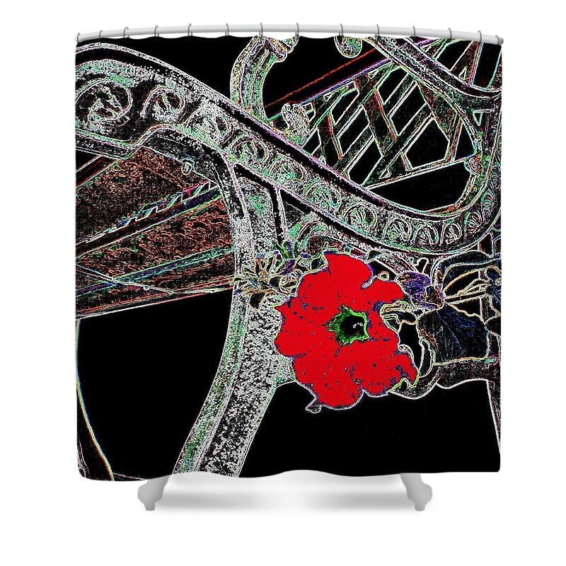 Bench Shower Curtain featuring the digital art Contemplation Bench 1 by Will Borden