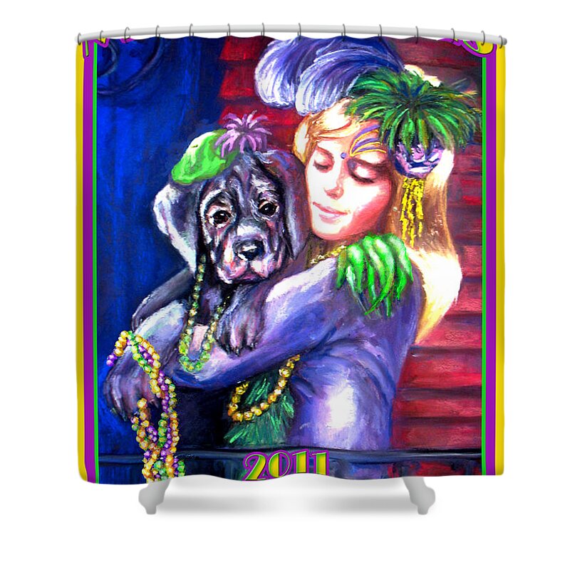 Mardi Gras Poster 2011 Shower Curtain featuring the pastel Pawdi Gras by Beverly Boulet