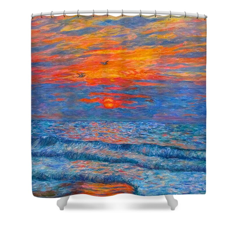 Pawleys Island Shower Curtain featuring the painting Pawleys Island Sunrise in the Sand by Kendall Kessler