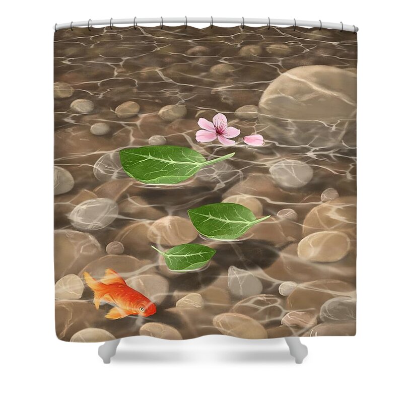 Peace Shower Curtain featuring the painting Peace and quiet by Veronica Minozzi