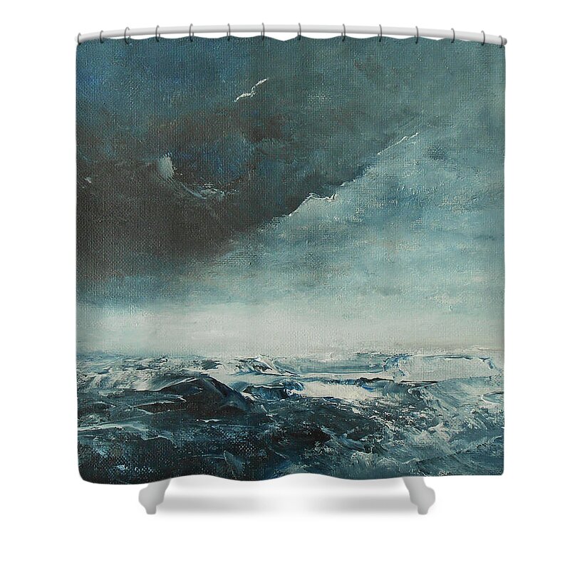 Abstract Shower Curtain featuring the painting Peace In The Midst Of The Storm by Jane See