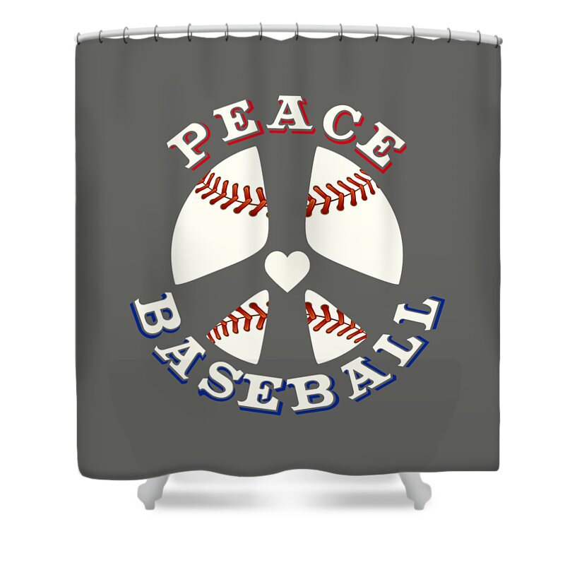 Peace Love Baseball Shower Curtain featuring the digital art Peace Love Baseball by David G Paul