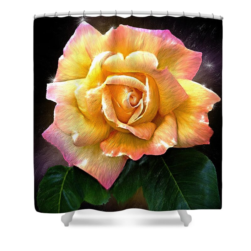 Rose Shower Curtain featuring the painting Peace Rose by Susan Kinney