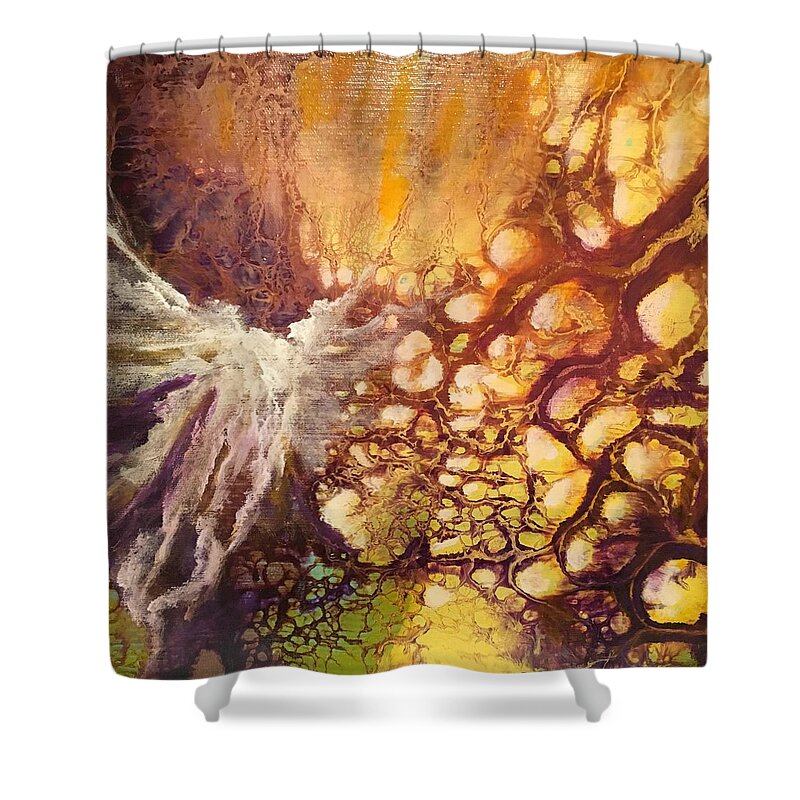 Abstract Shower Curtain featuring the painting Peaceful by Soraya Silvestri