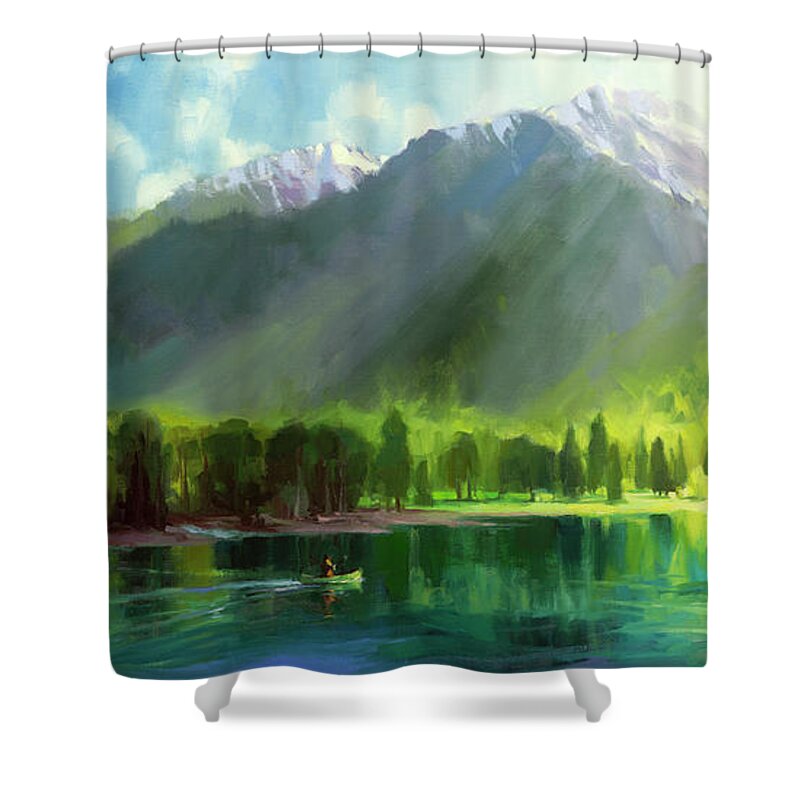 Mountains Shower Curtain featuring the painting Peace by Steve Henderson