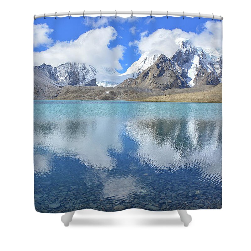 Mountain Shower Curtain featuring the photograph Peaceful Day by Happy Home Artistry