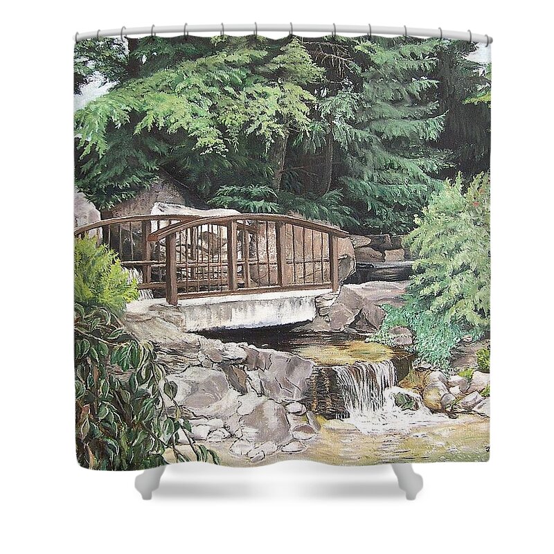 Landscape Shower Curtain featuring the painting Peaceful Place by Bonnie Heather