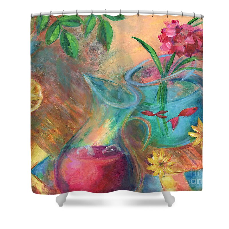 Lemonade Shower Curtain featuring the painting Peaceful Summer by Brandy Woods