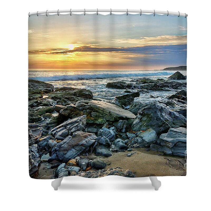 Peaceful Shower Curtain featuring the photograph Peaceful Sunset at Crystal Cove by Eddie Yerkish