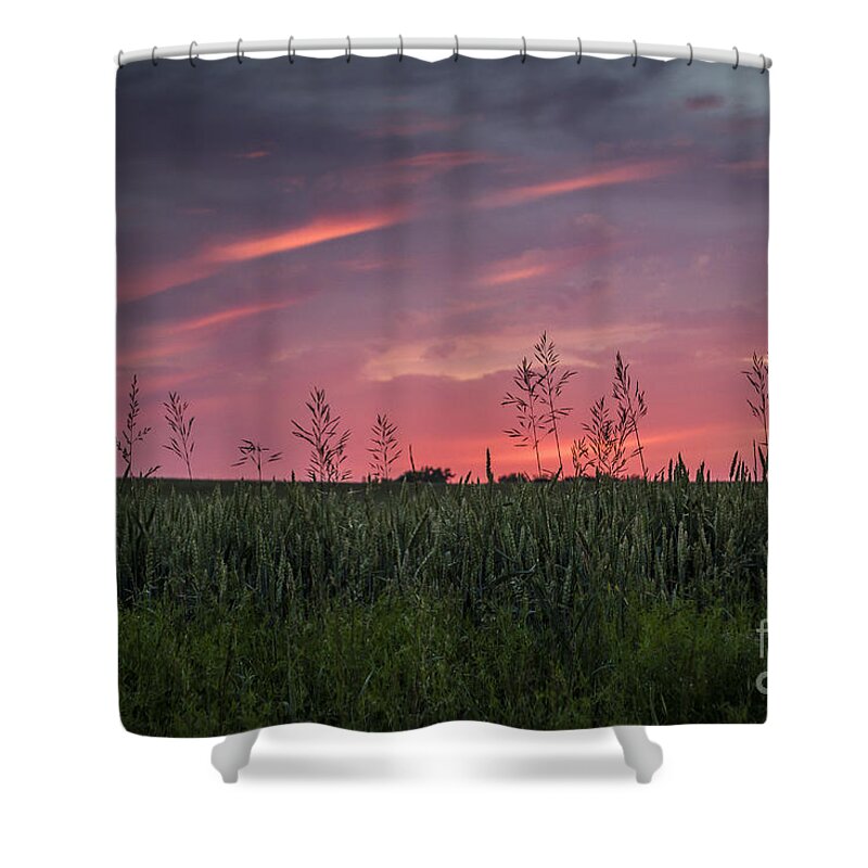 Sunset Shower Curtain featuring the photograph Peaceful Sunset by Joann Long