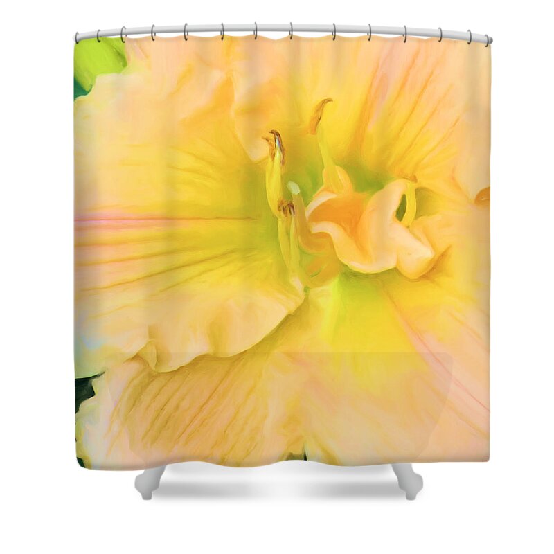 Lily Shower Curtain featuring the digital art Peach Lily by Sand And Chi