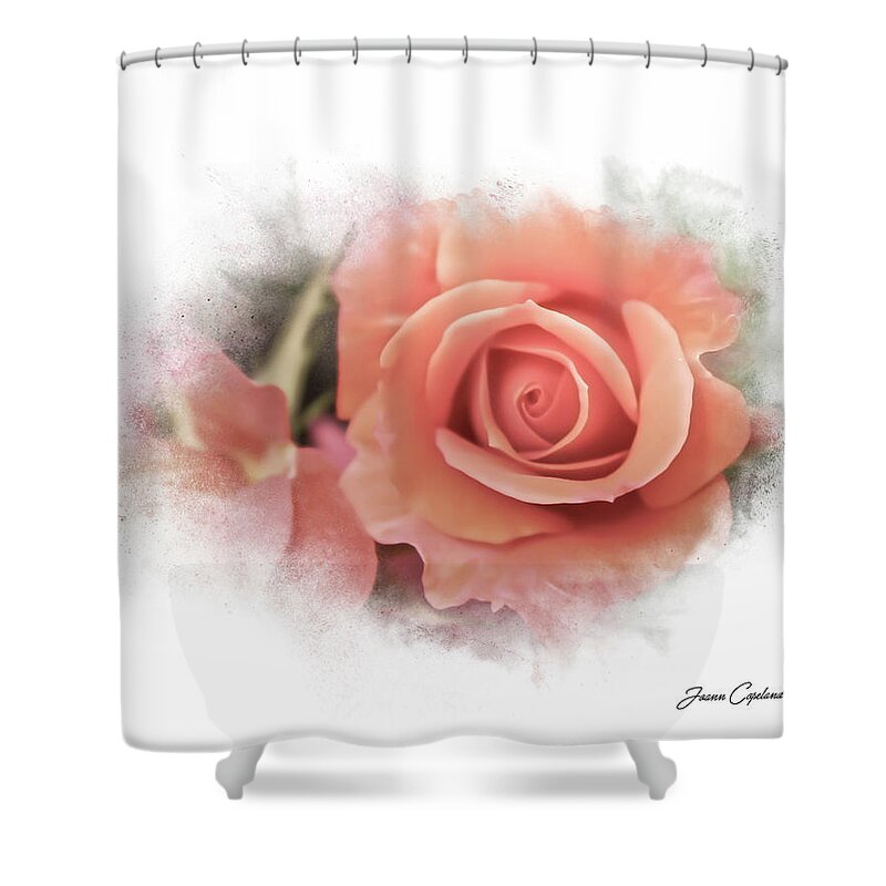 Peach Rose Shower Curtain featuring the photograph Peach Perfection by Joann Copeland-Paul