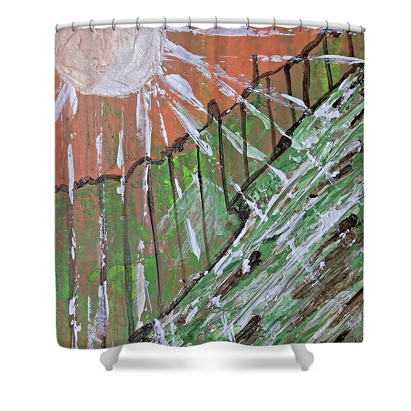 Peach Shower Curtain featuring the painting Peachy Day by April Burton