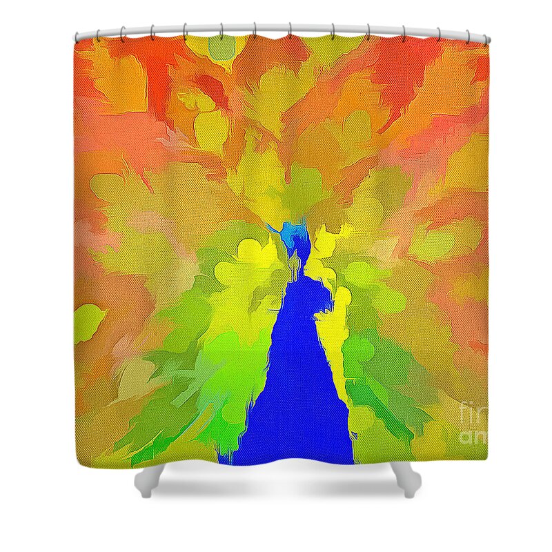 Peacock Shower Curtain featuring the digital art Peacok I by Humphrey Isselt