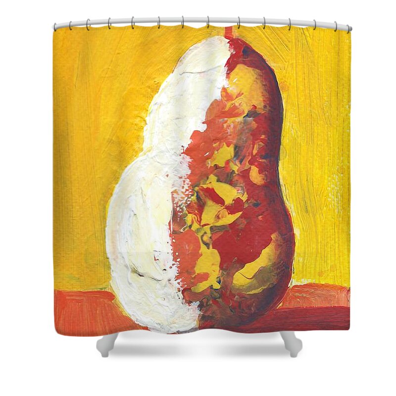 Abstract Pear Shower Curtain featuring the painting Pear 11 by Elise Boam