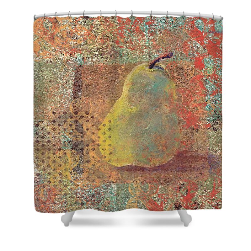 Pear Shower Curtain featuring the painting Pear by Ruth Kamenev