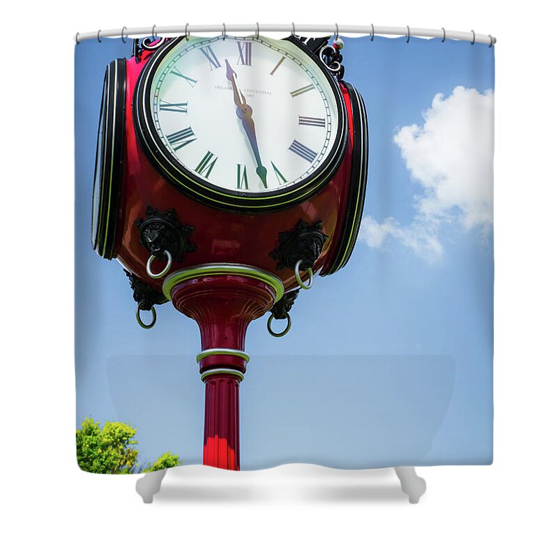 America Shower Curtain featuring the photograph Pearl District Clock Tower - Tulsa Oklahoma by Gregory Ballos