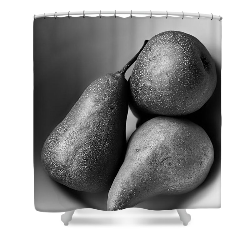 Pear Shower Curtain featuring the photograph Pears in a Bowl in Black and White by Maggie Terlecki