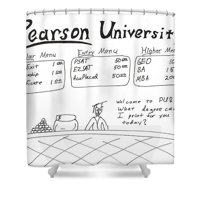 Diploma Shower Curtain featuring the drawing Pearson University by David S Reynolds