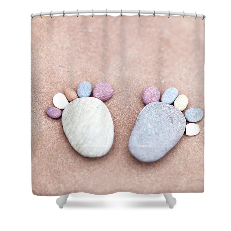 Abstract Shower Curtain featuring the photograph Pebble Feet by Anita Nicholson