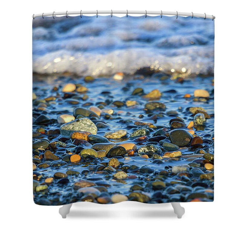 Stone Shower Curtain featuring the photograph Pebbles by Stelios Kleanthous