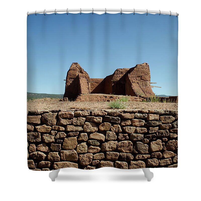 Landscape Shower Curtain featuring the photograph Pecos Pueblo Ruins No. 2 by David Gordon