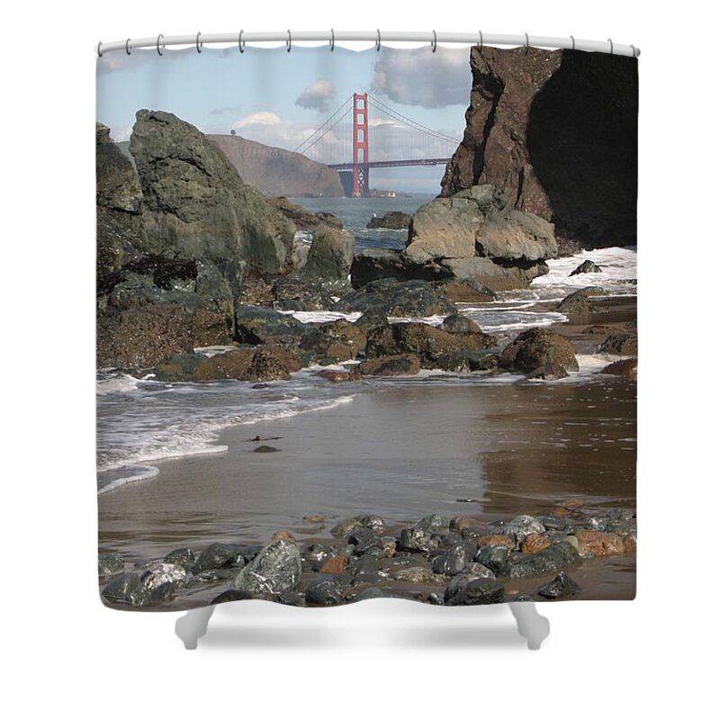 Golden Gate Bridge Shower Curtain featuring the photograph Peek-a-boo Bridge by Jeff Floyd CA