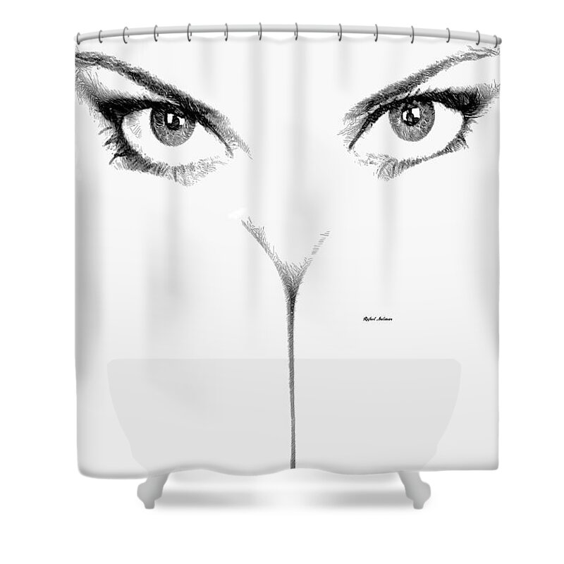 Rafael Salazar Shower Curtain featuring the digital art Peek a Boo Female Sketch by Rafael Salazar