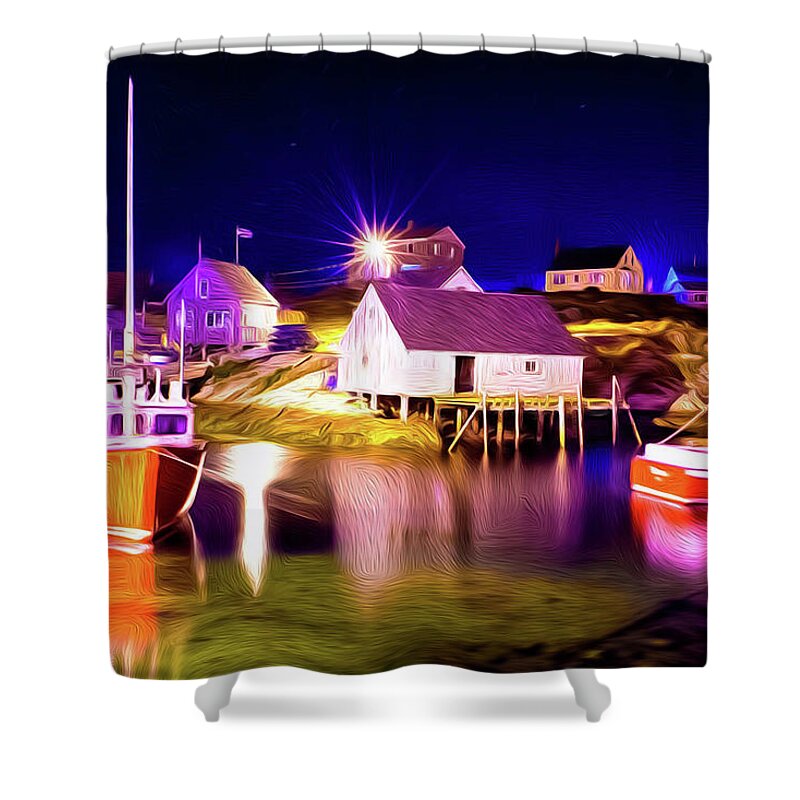Peggy's Cove Shower Curtain featuring the painting Peggy's Cove by Prince Andre Faubert