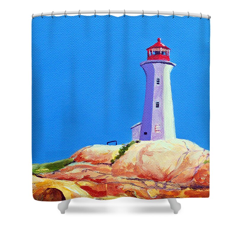 Peggy's Cove Shower Curtain featuring the painting Peggy's Cove Lighthouse by Anne Marie Brown