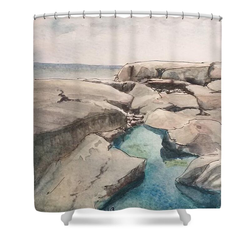 Peggy's Cove Shower Curtain featuring the painting Peggy's Cove by Sheila Romard