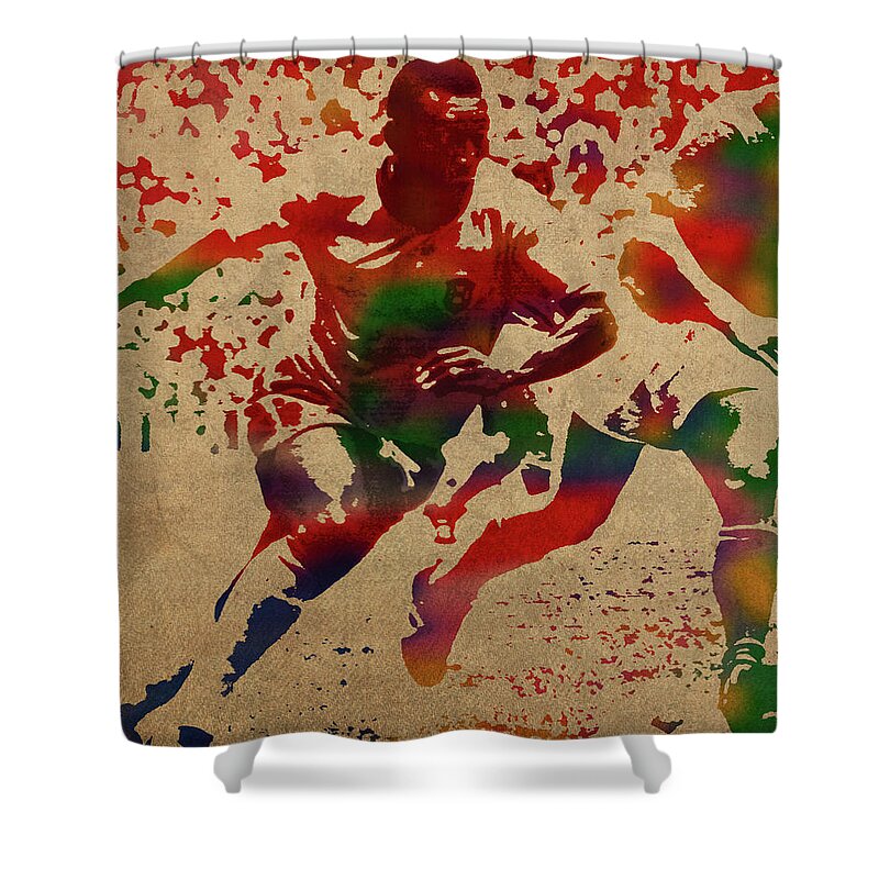 Pele Shower Curtain featuring the mixed media Pele Watercolor Portrait by Design Turnpike