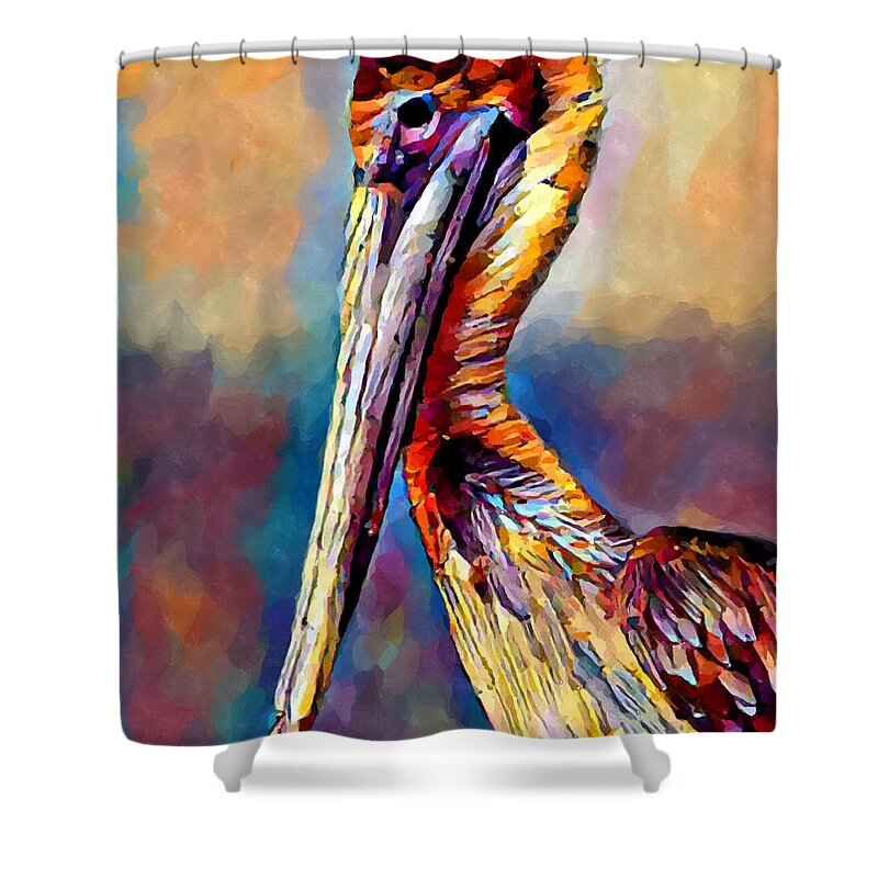 Pelican Shower Curtain featuring the painting Pelican 3 by Chris Butler