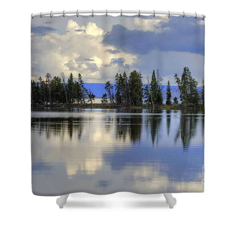 Yellowstone Shower Curtain featuring the photograph Pelican Bay Morning by Sandra Bronstein