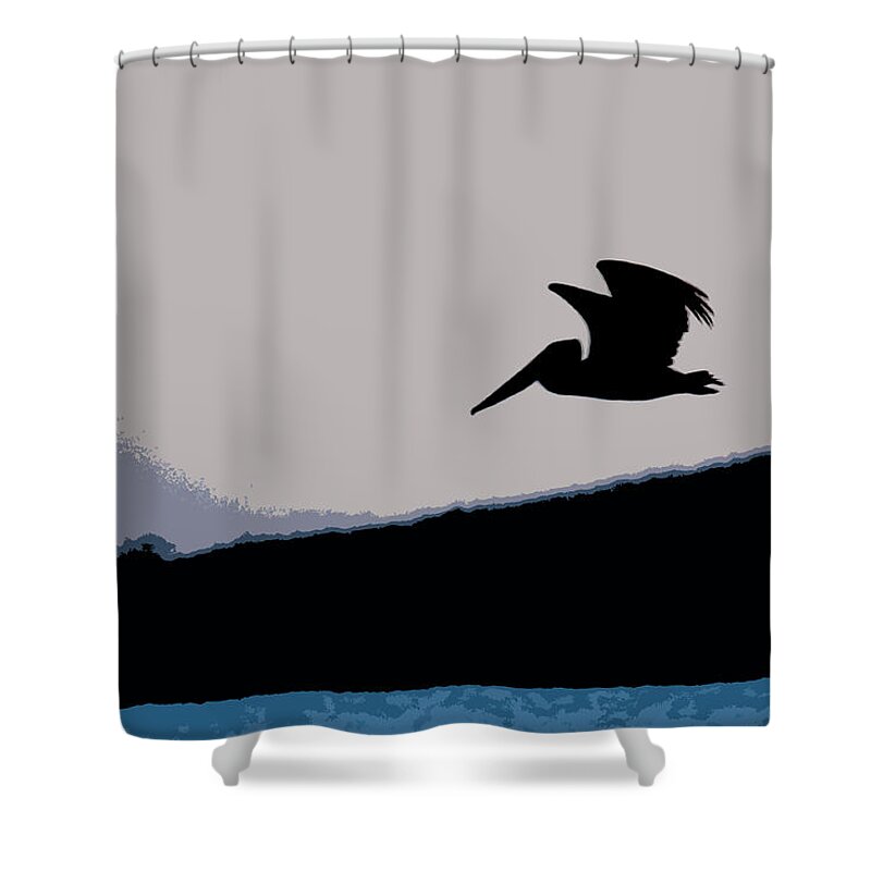 Pelican Shower Curtain featuring the photograph Pelican Flight by Julia McHugh