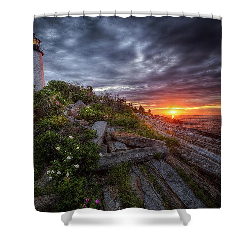 Lighthouse Shower Curtain featuring the photograph Pemaquid Sunrise by Neil Shapiro