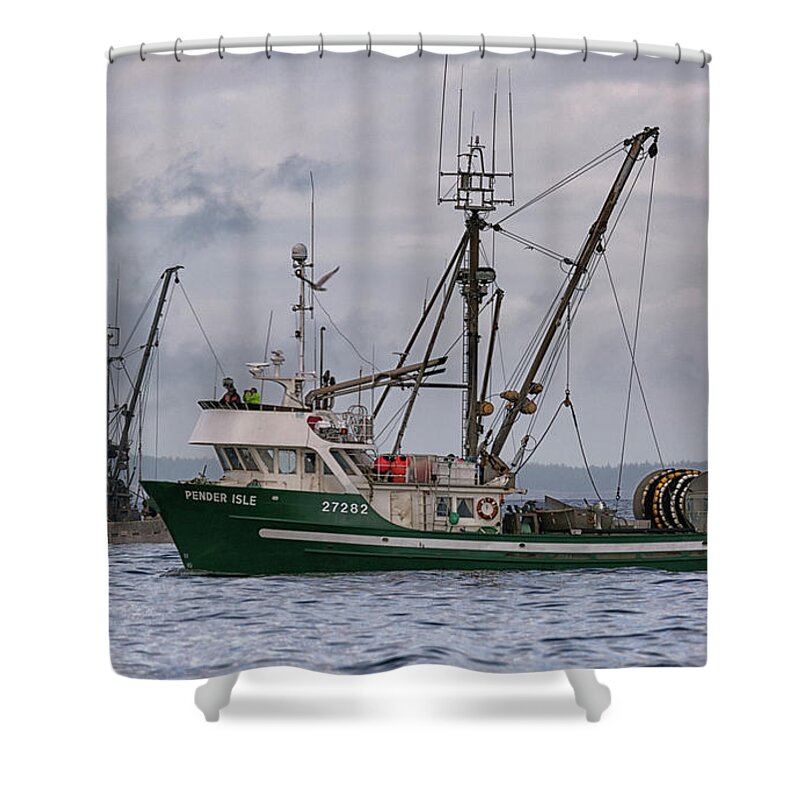 Pender Isle Shower Curtain featuring the photograph Pender Isle And Santa Cruz by Randy Hall