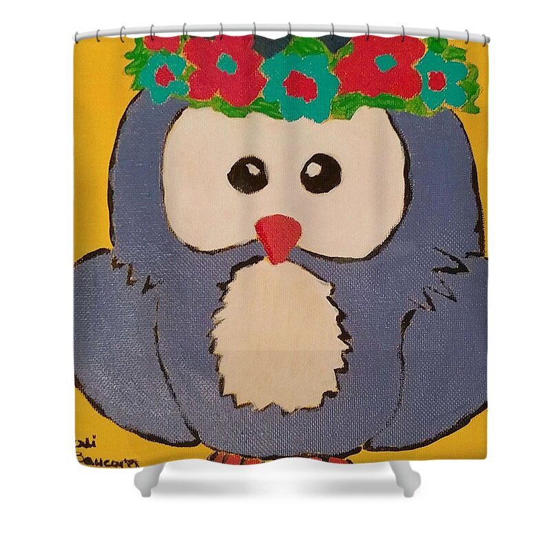 Owl Shower Curtain featuring the painting Penelope by Ali Baucom