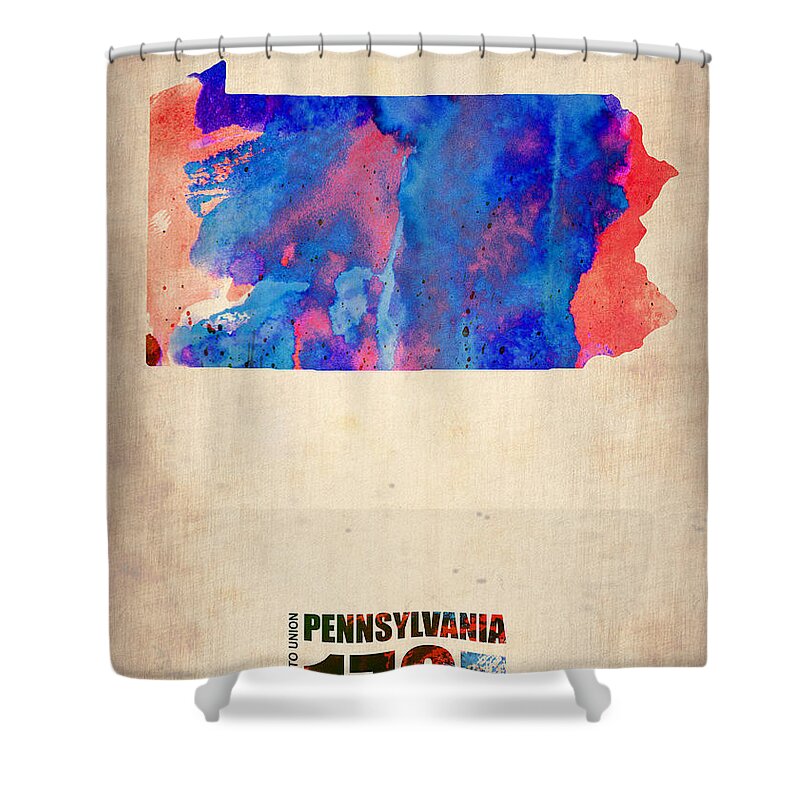 Pennsylvania Shower Curtain featuring the painting Pennsylvania Watercolor Map by Naxart Studio