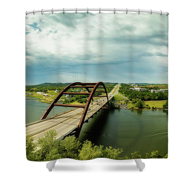 360 Bridge Shower Curtain featuring the photograph Pennybacker Bridge Austin I by Raul Rodriguez