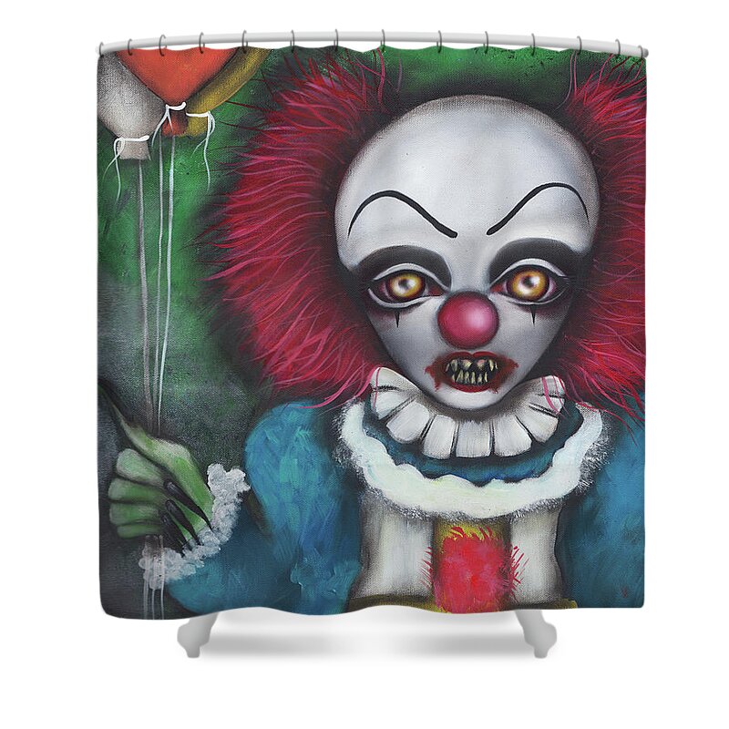 Pennywise Shower Curtain featuring the painting Pennywise by Abril Andrade