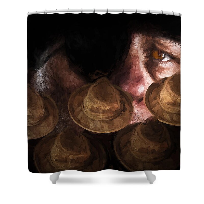 Surreal Shower Curtain featuring the painting People In The Box by Bob Orsillo