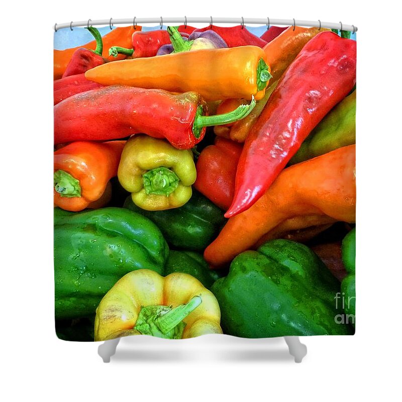 Pepper Shower Curtain featuring the photograph Pepper Medley 1 by Dee Flouton