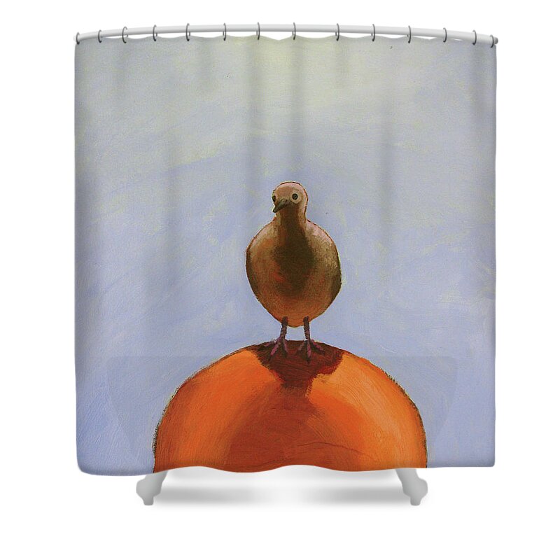 Baldhead Shower Curtain featuring the painting Perch by Don Morgan