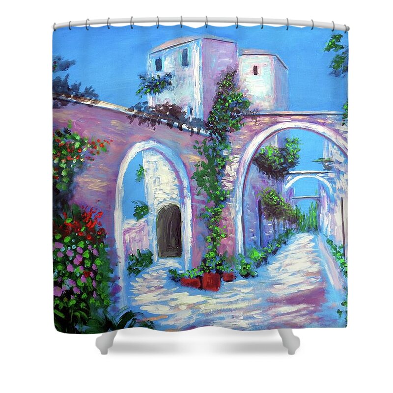 Cirigliano Shower Curtain featuring the painting Percorso Paradiso by Larry Cirigliano